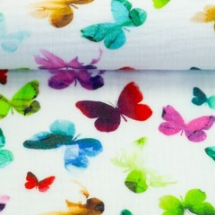 1M X 1.35M Cotton Muslin With Butterflies