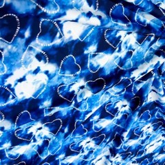 Blue Hearts Print Spandex 4-way Stretch Fabric 60″ wide Swimsuit By the Yard