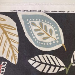 Covington Home Decorator Fabric, 1 Yard, 36 X 57, Large Scale Leaf Motif On Gray
