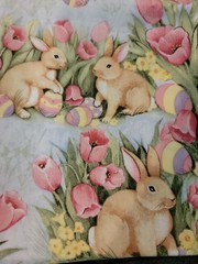 Cotton fabric Easter bunnies 4 pieces of fabric