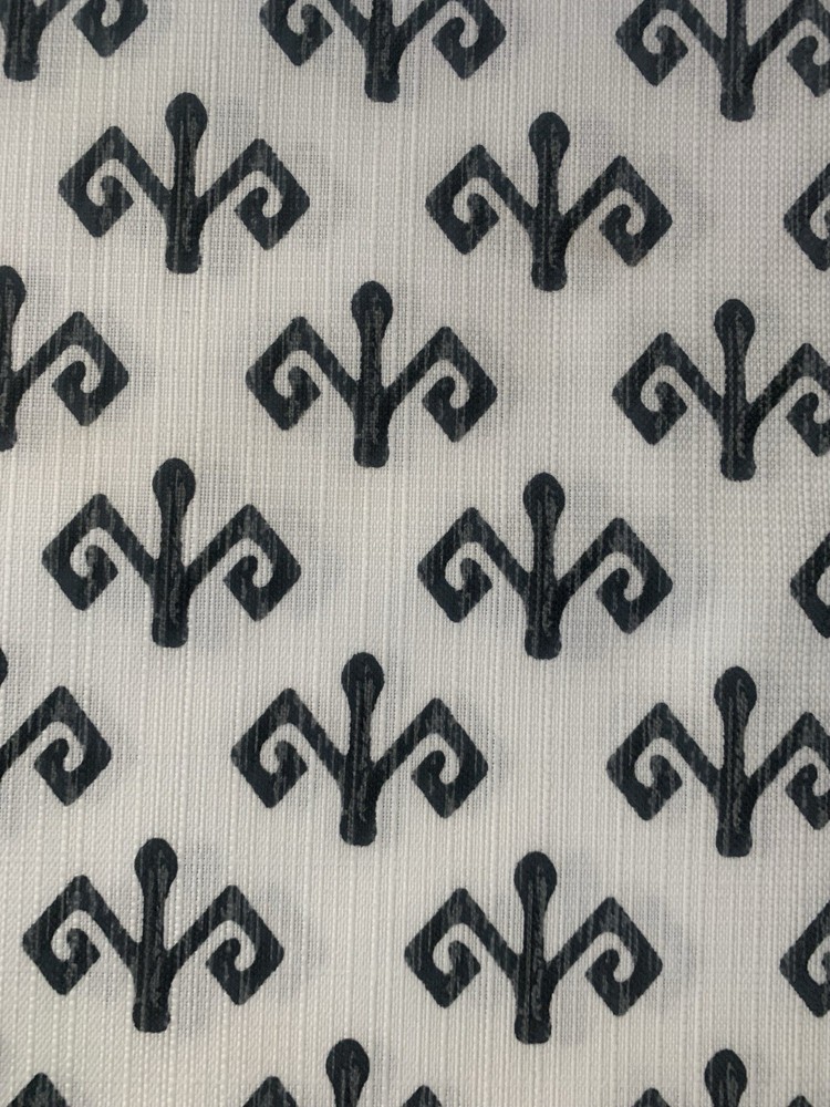 Joann Outdoor Fabric Black White Geometric Jamaican Man Print ~4.5 Yards