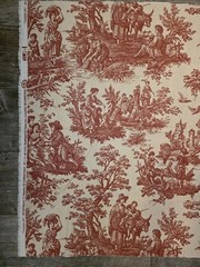 Country Life Toile Waverly Lightweight Upholstery Fabric 32″ x 54″ Red Remnant