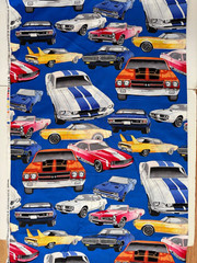 Alexander Henry PURE MUSCLE Cars Cotton Fabric Royal Blue 18″ X 43″ New 2004