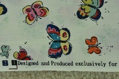 By 1/2 Yd, Vintage, Bright Colorful Butterflies on Cream Cotton, Jo-Ann, P7686
