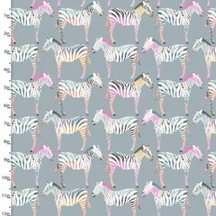 Zebra Dazzle Zebra Row Gray Cotton Fabric