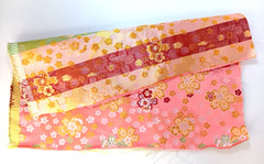 Japanese Kinran Brocade Fabric Sakura 4pcs Set 35×30cm Gold Traditional Kimono