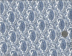 Mill Creek ~ Vtg Blue Paisley Sateen home decor Fabric ~ 3 yds