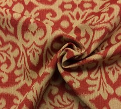 WAVERLY SOUK’S ENTRY CARDAMOM RED FLORAL IKAT UPHOLSTERY FABRIC BY YARD 54″W