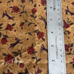 LOT 4 pieces tan bron print fabric One with bunnies 3 remnants 1