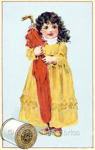 Thread Card Coats Girl Umbrella Quilt Block Multi Szs