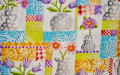 1/4 yard cotton quilt fabric Flower Vases floral blocks Home decor sewing crafts
