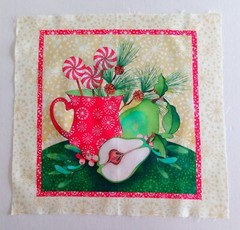 Fabric Cotton Panel Pitcher, Pear, Candy 10 3/8″ L x 10″ W Quilt Sewing