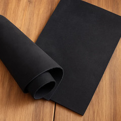 Nubuck Cowhide Leather 1.0-1.5mm Matte, Brushed Top, Black