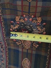 VTG Plaid Tartan Tapestry Fabric English Cottage Berries, Medallions 55” BTY