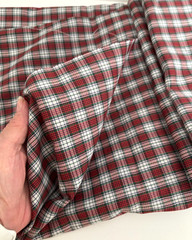 Vtg 2+ Yd 44X65+” Small Red Green Tartan Plaid FABRIC Quilt Cotton Traditional