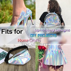 Fabric Holographic Red Cloth Vinyl Weave PU Faux Leather Iridescent Craft DIY