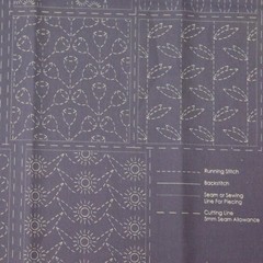 Patchwork Quilting Sewing Fabric Sashiko Botanical Navy Panel 50x110cm