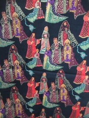 Christmas ROYALITY PEOPLE Gold VTG. Hancock Minnesota Fabric RARE SBTY X