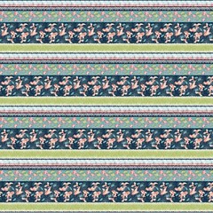 Studio E Koi Garden Border Stripe Multi Fabric By The Yard