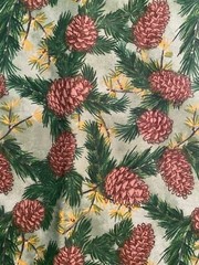 Sea shell sea weed star fish polyester chiffon fabric on beige, 58″ by 20″