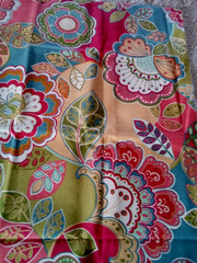 Decorator Home Decor Fabric 42″x 22″ Large Bold Abstract Floral Design Pink Blue