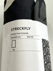 Ikea STRECKFLY Pre-cut Fabric Textile 59×118″ Black/White Curtains 905.690.40