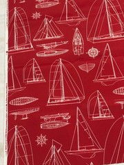 Solarium Outdoor Fabric Sailing Sailboats 1 Yard Red RichLoom Screen Print 54”