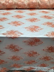 Fabric by The Yard Copper Lace Floral Sequin Metallic Cord Scallops