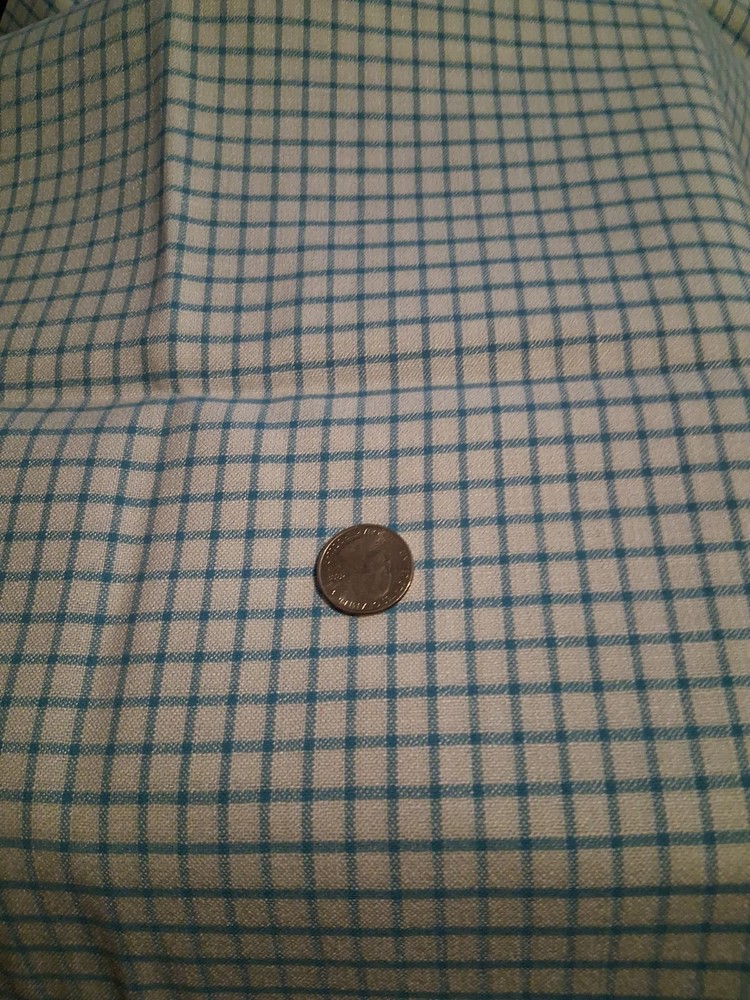 Blue And White Cotton Blend Checks/Plaid Fabric 45″ X 56″