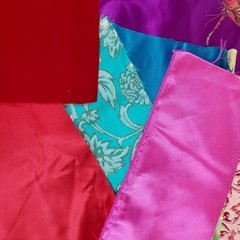 Crazy Quilt Fabric Scrap Lot 13 Ounces Satin Velvet Brocade
