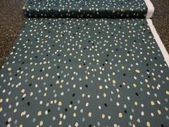 Geometrix BTY P&B Textiles Gray Citrine Beige Teal Dots on Dark Teal
