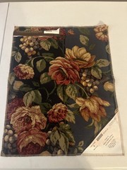 Century Upholstery Fabric Sample Cotton/linen Navy 20185 Grapes Floral