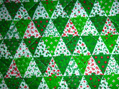 Vtg 2 Sided Quilted Fabric Christmas Floral Motif 43″ x 3 Yds