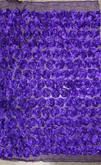 Maci PURPLE 3D Floral Polyester Satin Rosette on Mesh Fabric by the Yard – 10057