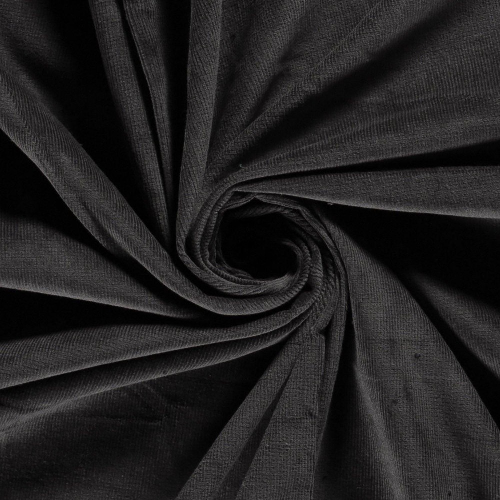 Stretch Baby Needle Cord 16 Wale Fabric Material DARK GREY