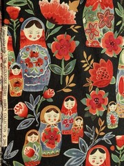 MATRYOSHKA DOLLS fabric Alexander Henry Vintage OOP Black Red Nesting 39×43 RARE