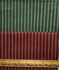 1/2 YARD EACH Dark Red/Tan and Dark Green/Tan Ticking Homespun 100% Cotton
