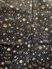 Space Fabric Night Lights Metallic,White Stars Planets Black, – Michael Miller