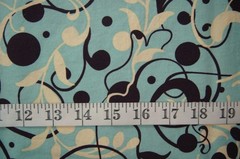 1 Yard Brown Ivory Leafy Swirls on Light Blue Cotton Quilting Fabric 35″ X 44″