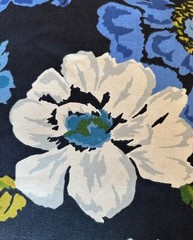 Vtg Cotton Floral Fabric A)W:57”xL2Yd B)W24”x2.1Yd Blue/White Dogwoods Magnolias