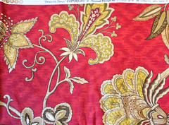 Deauville Dance TWO YARDS IMAN Home Fabric Dark Red Mustard Paisley Vine Print