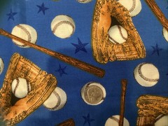 Baseball Stars Bats and Balls On Blue Quilting Cotton Fabric 1 Yard