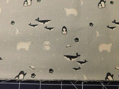 New Cotton Fabric 1 Yard & 15 inches Cute Tiny Polar Bears Penquins Sharks Gray
