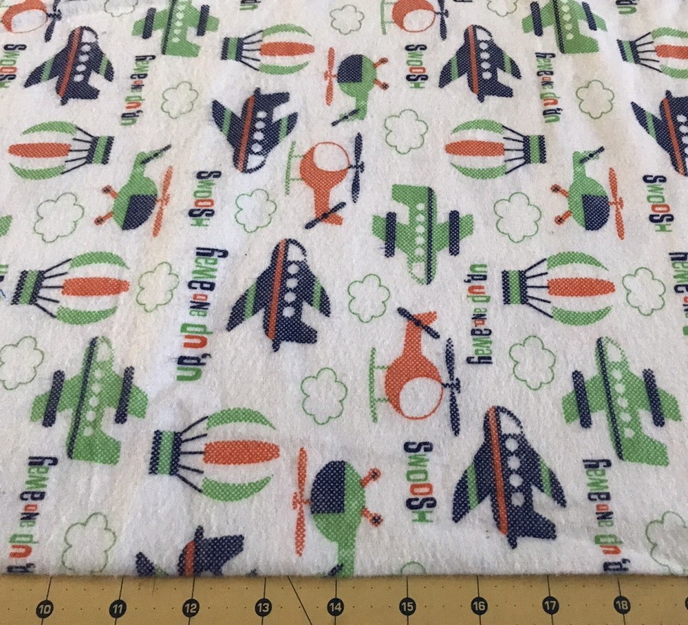 Up Up And Away Air Travel 15” X 42” Flannel fabric #2367a