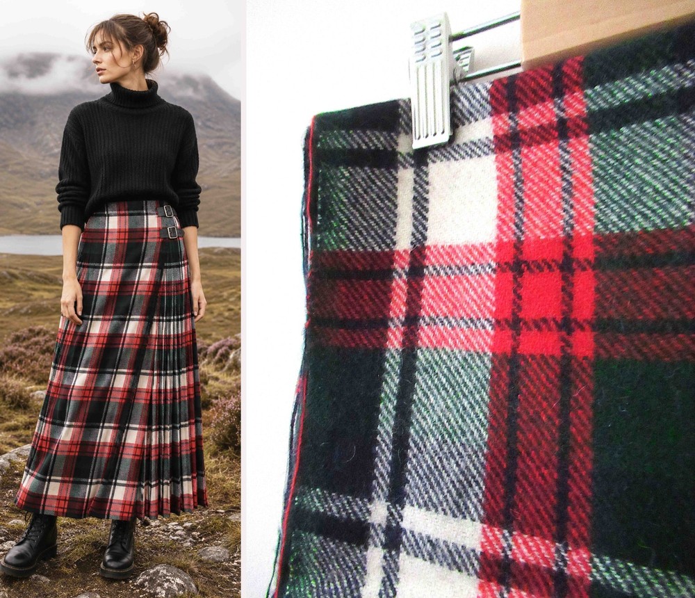 Vintage Tartan Wool Plaid Fabric 140cm x 1.8m