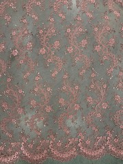 Melody DUSTY PINK Polyester Floral Embroidery with Sequins on Mesh Lace Fabric
