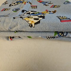 Sewing Fabric Material Remnant 1yd 19″ x 44″ Plus Scrap Cowboys On Denim Look