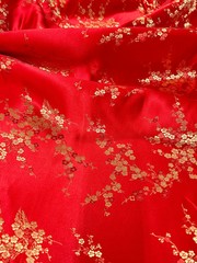 Kori RED Plum Blossom Floral Brocade Chinese Satin Fabric for Cheongsam/Qipao,