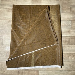 Faux Leather Western Tooled Floral Pattern Embossed Vinyl Fabric Brown 2+ Yards