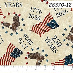 America 250 Patriotic Celebration 1776 2026 cotton fabric Northcott 28370-12 tan